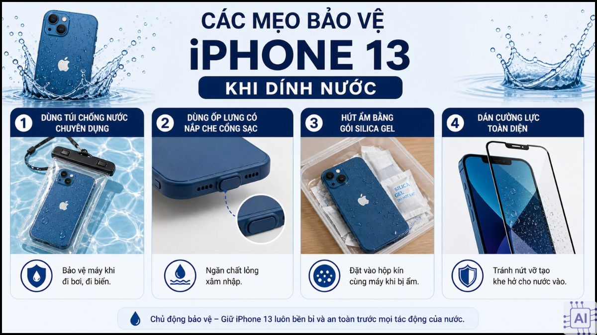 Mẹo bảo vệ phần cứng khi thắc mắc iphone 13 có chống nước không.