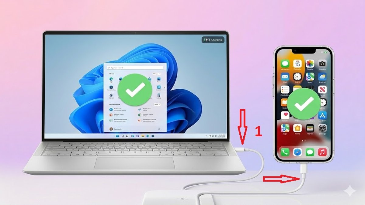 Kết nối thiết bị với máy tính sửa iphone 13 không lên màn hình.