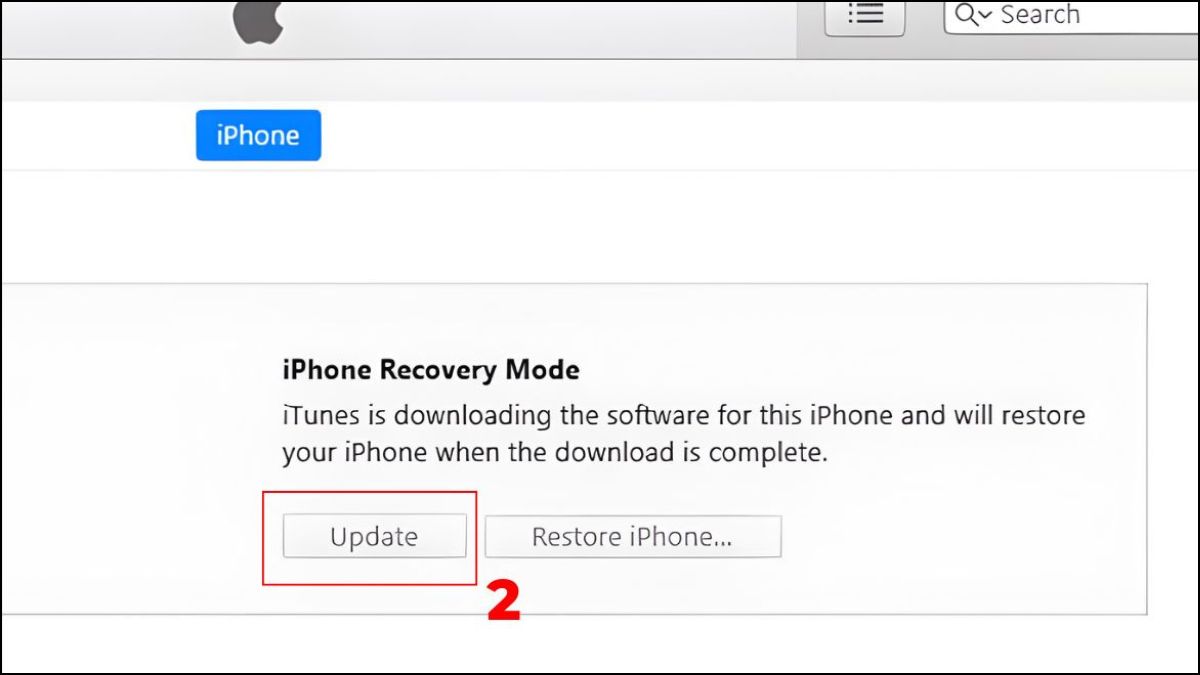 Bước 2: Hộp thoại iTunes/Finder chọn Update để khắc phục lỗi iphone 14 bị đơ màn hình không tắt nguồn được mà không mất dữ liệu.