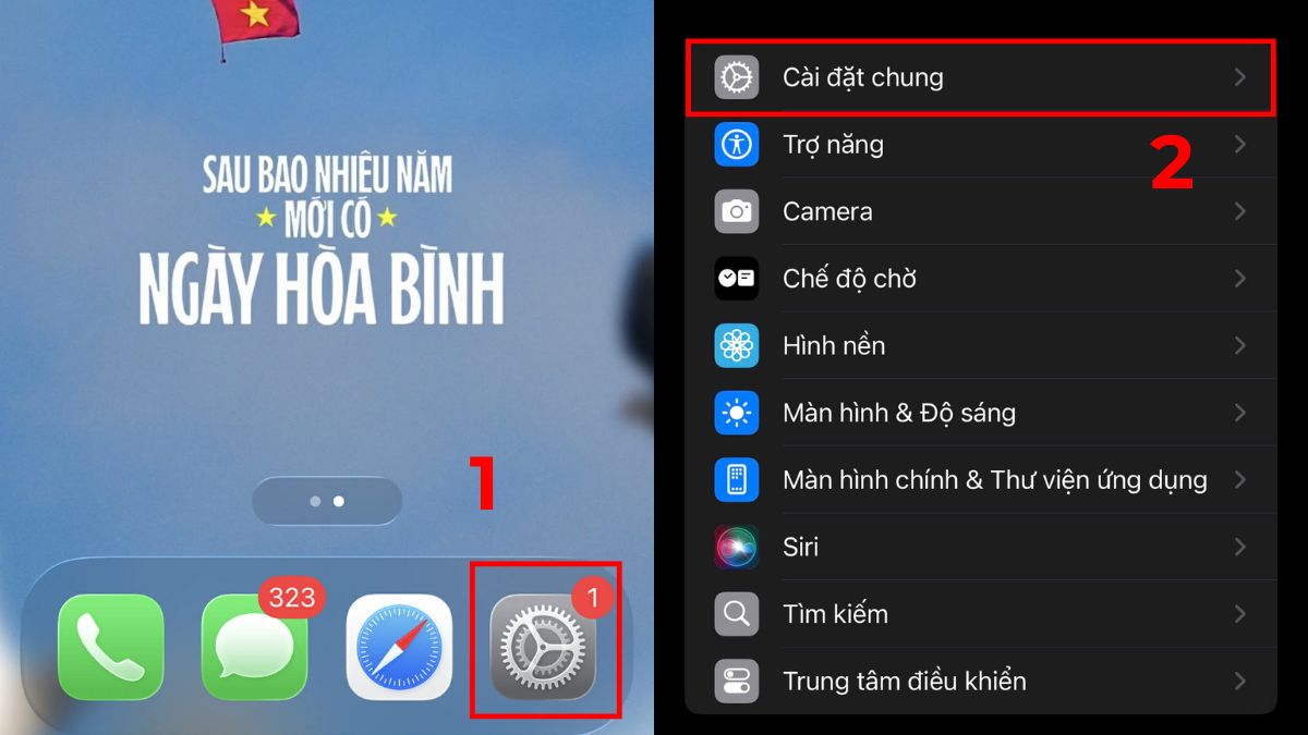 Chọn Cài đặt chung để kiểm tra lỗi tại sao điện thoại iPhone bị nóng