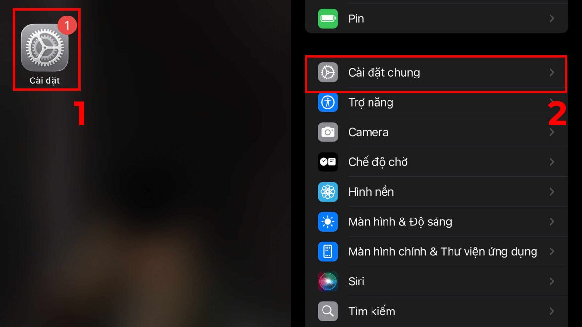 Chọn Cài đặt chung để sửa lỗi iPhone bị nóng máy do xung đột