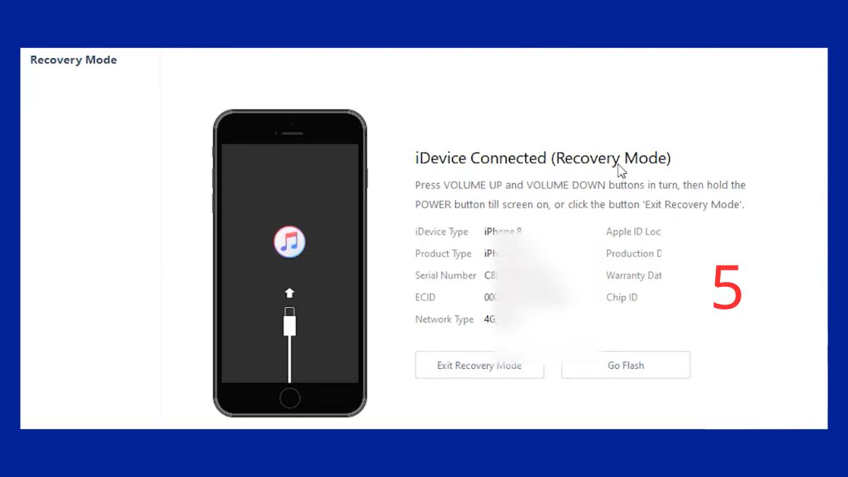 Thông báo iDevice Connected trên máy tính sau khi vào Recovery Mode