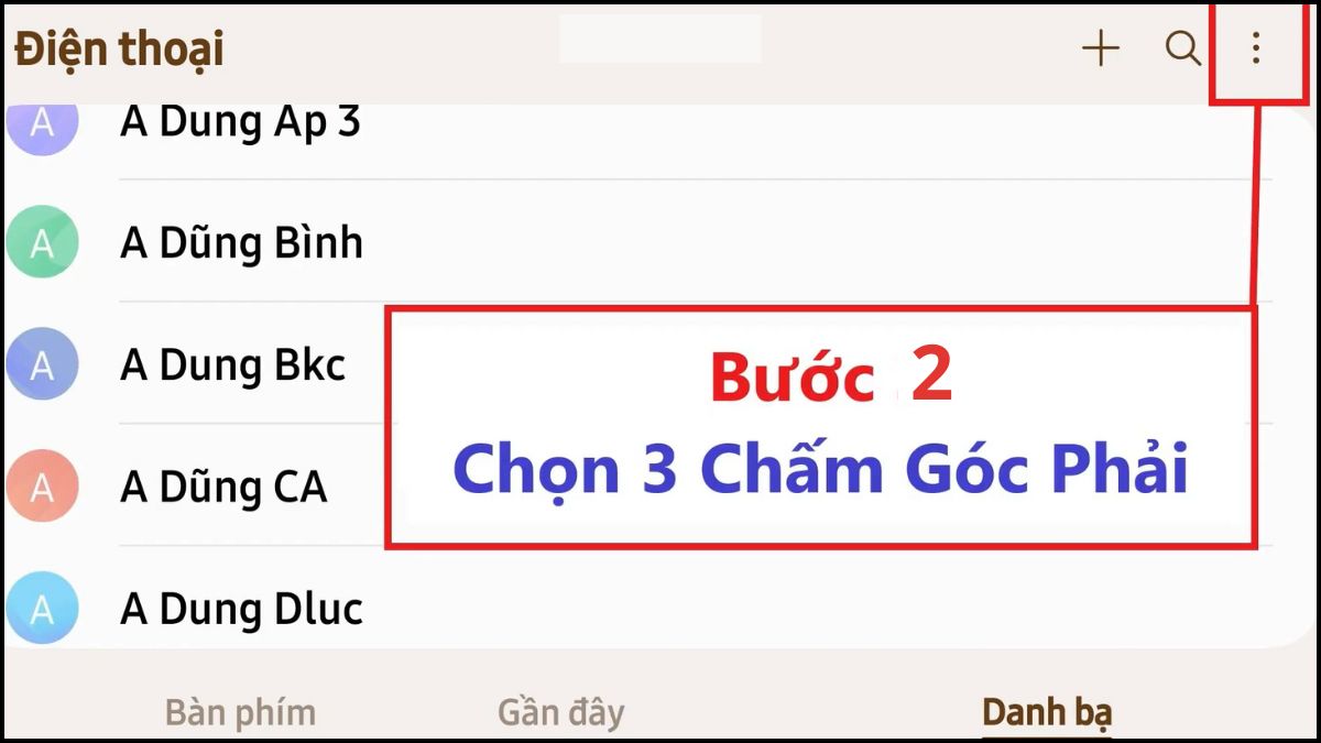 Bước 2: Chọn 3 chấm để tìm thùng rác trên điện thoại Samsung