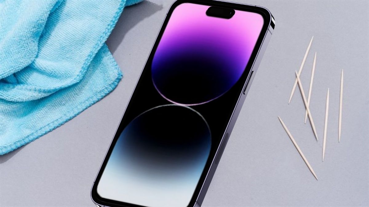 Vệ sinh viền bằng khăn mềm khi viền iphone 14 pro max bị xước nhẹ