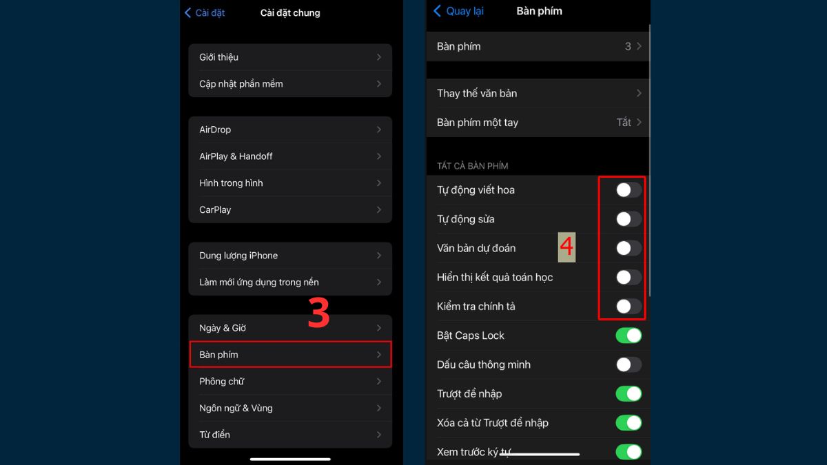 Tắt Tự động sửa, Văn bản dự đoán để giảm độ lag bàn phím