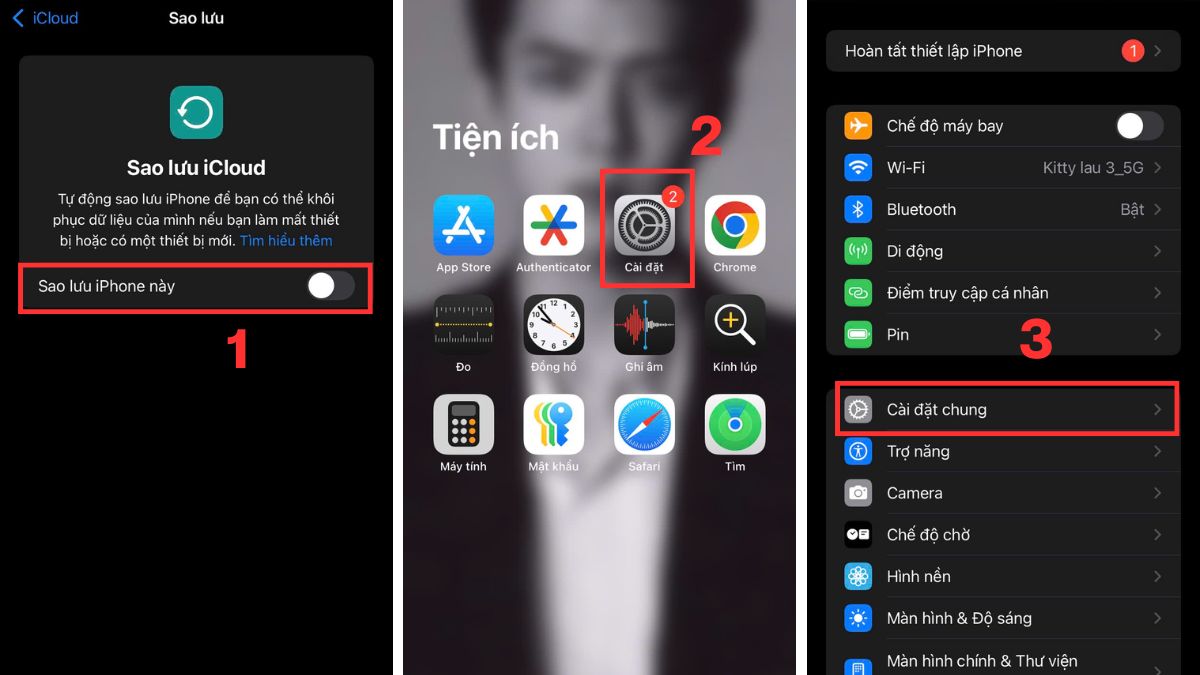 Sao lưu dữ liệu iPhone trước khi cài đặt lại để sửa lỗi iphone 15 bị xanh màn hình.