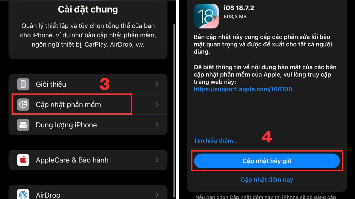 Cập nhật phần mềm iOS mới nhất có thể sửa lỗi iphone 15 bị xanh màn hình.