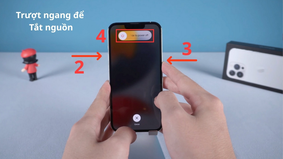 Bước 2: Thao tác Trượt ngang để Tắt nguồn iPhone 15 Pro Max trước khi vào chế độ DFU.