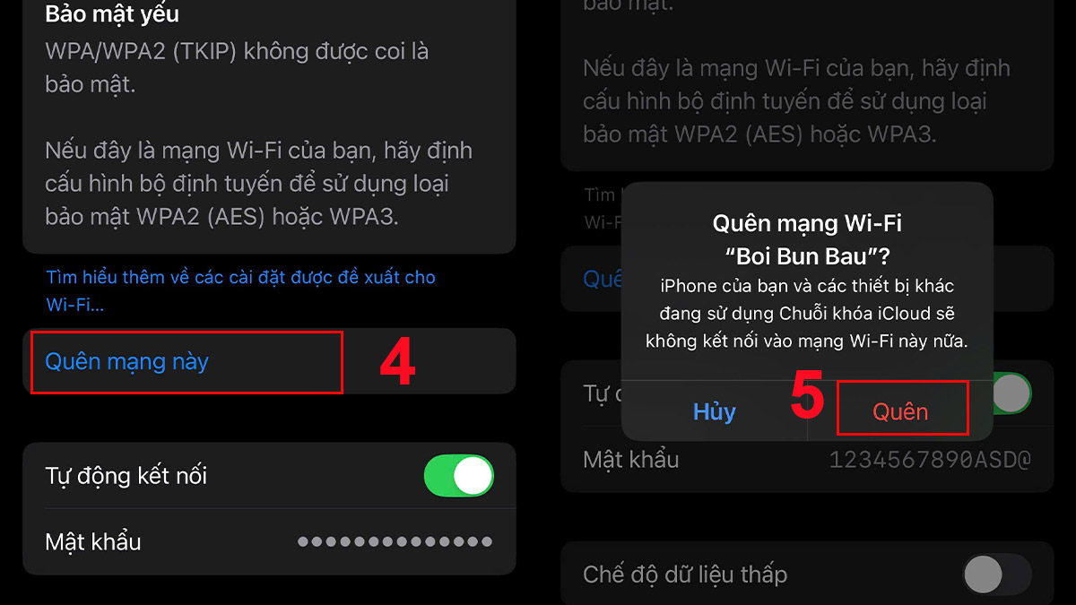 Thao tác quên mạng cũ khi gặp sự cố tại sao iphone bắt wifi yếu