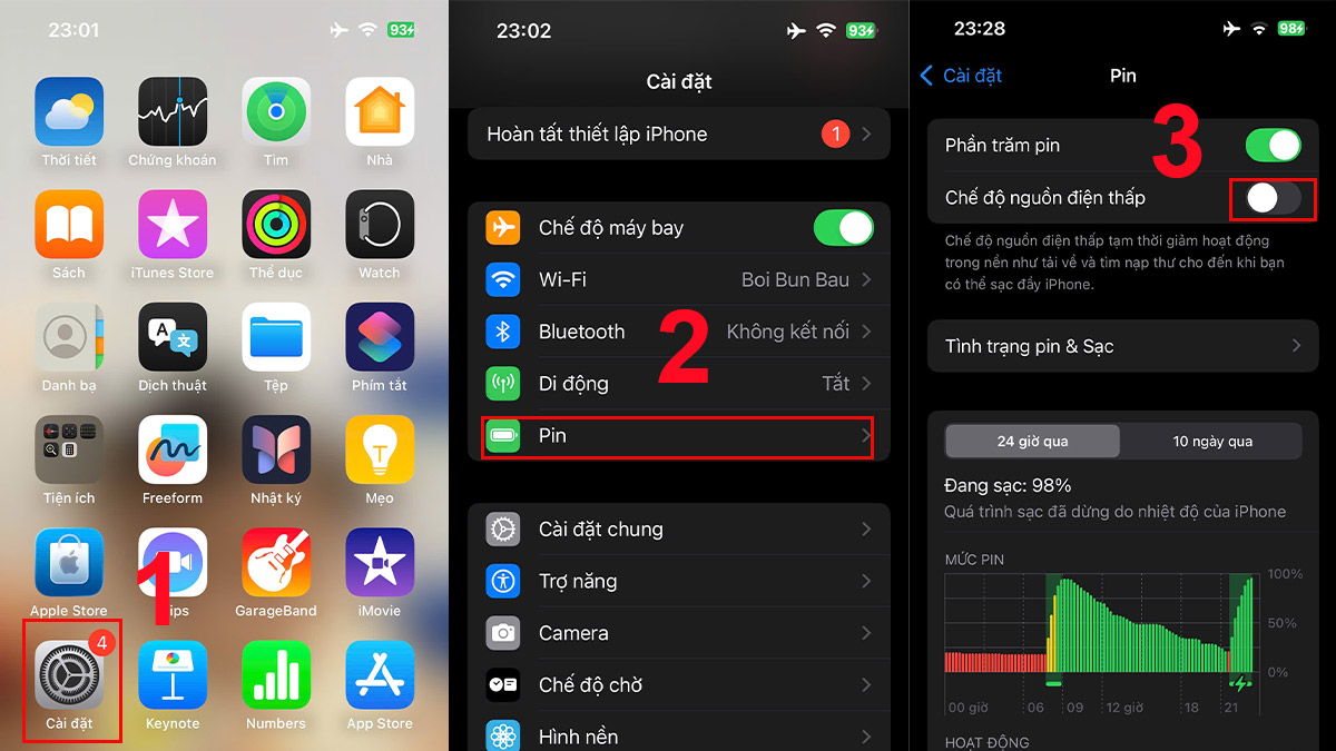 Tắt chế độ nguồn điện thấp để khắc phục tình trạng bắt wifi yếu iphone