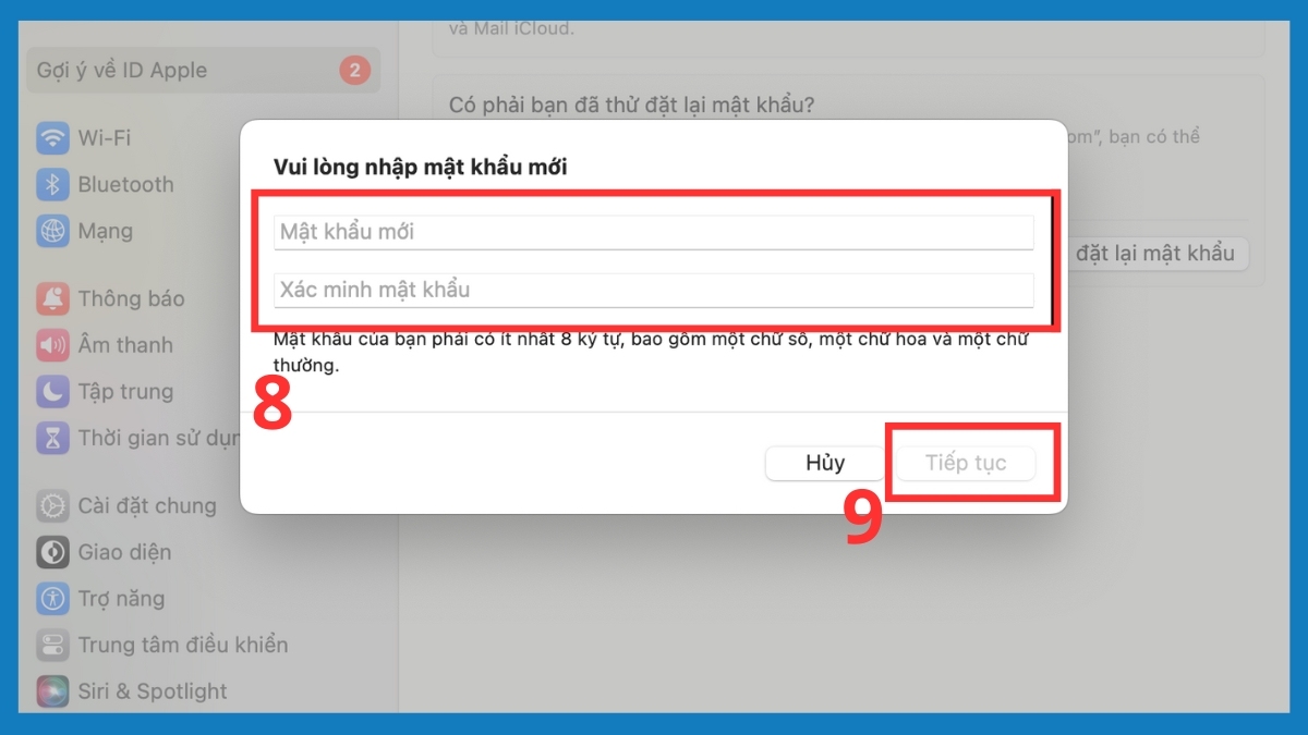 Hoàn tất quá trình đổi mật khẩu mới để khắc phục lỗi iphone bị dính icloud.