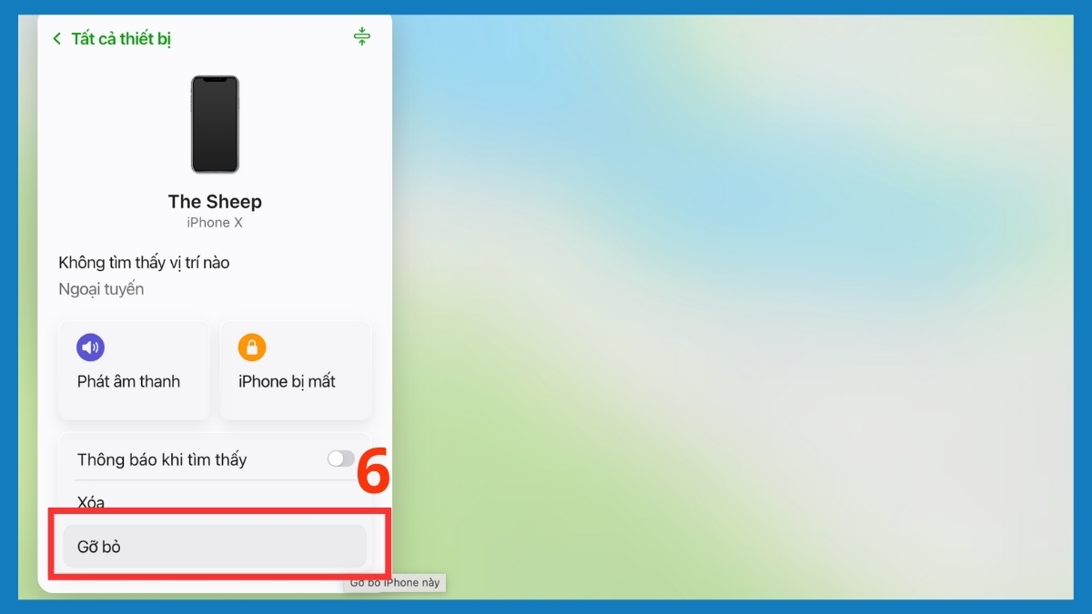 Nhấn gỡ bỏ tài khoản là cách xử lý iphone bị dính icloud triệt để nhất.