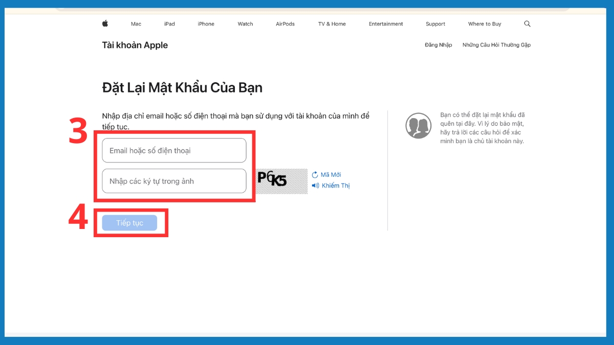 Các bước nhập email khôi phục để xử lý tình trạng iphone bị dính icloud.