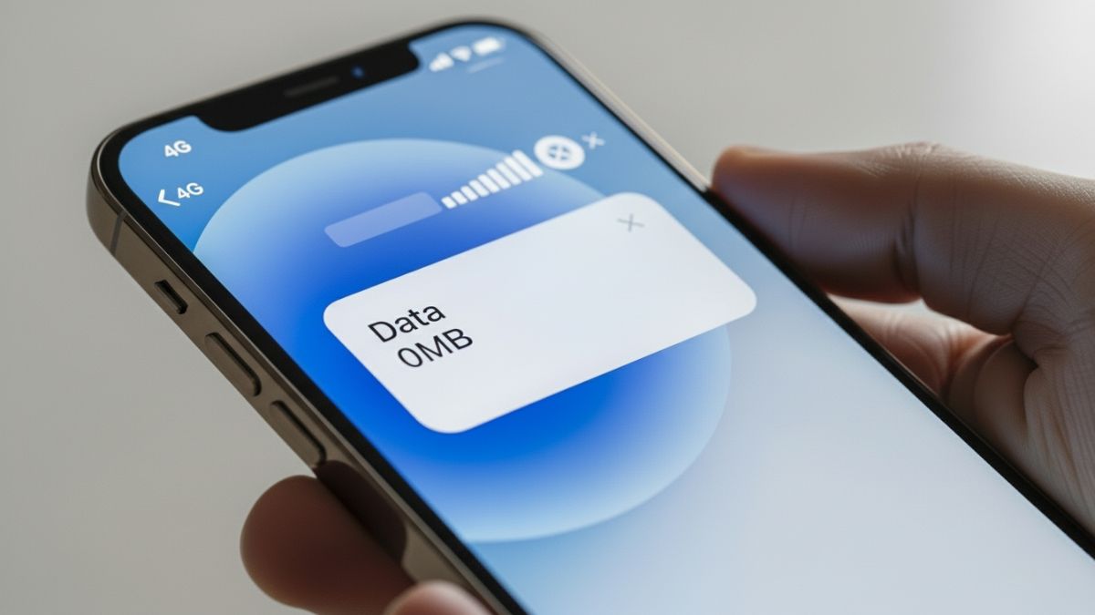 iPhone hiển thị Data 0MB, giải thích tại sao bật 4g mà không vào được mạng iphone do hết data.