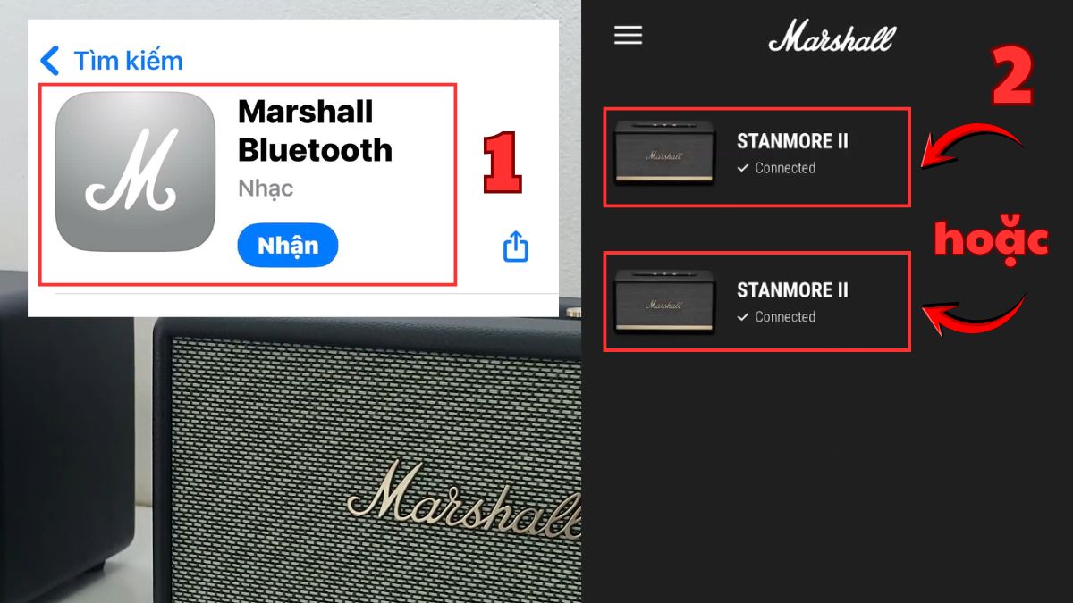 Tải app Marshall Bluetooth để thực hiện cách kết nối 2 loa Marshall với nhau.