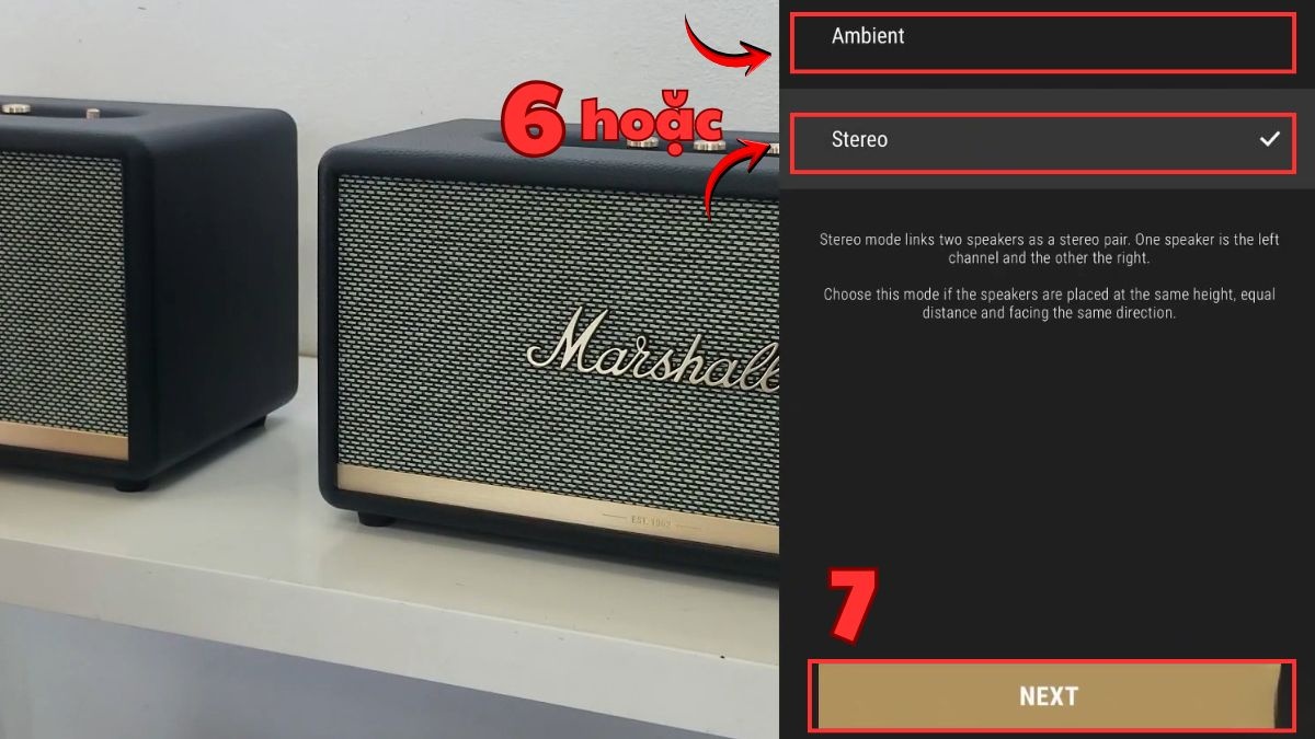 Thiết lập chế độ Stereo khi kết nối loa Marshall với máy tính hoặc điện thoại.