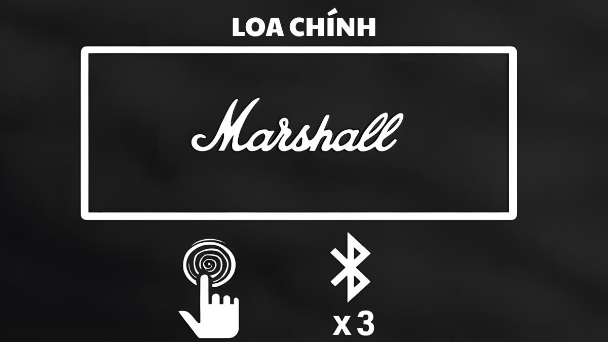 Bấm nút Bluetooth 3 lần trên loa chính để kết nối 2 loa Marshall.