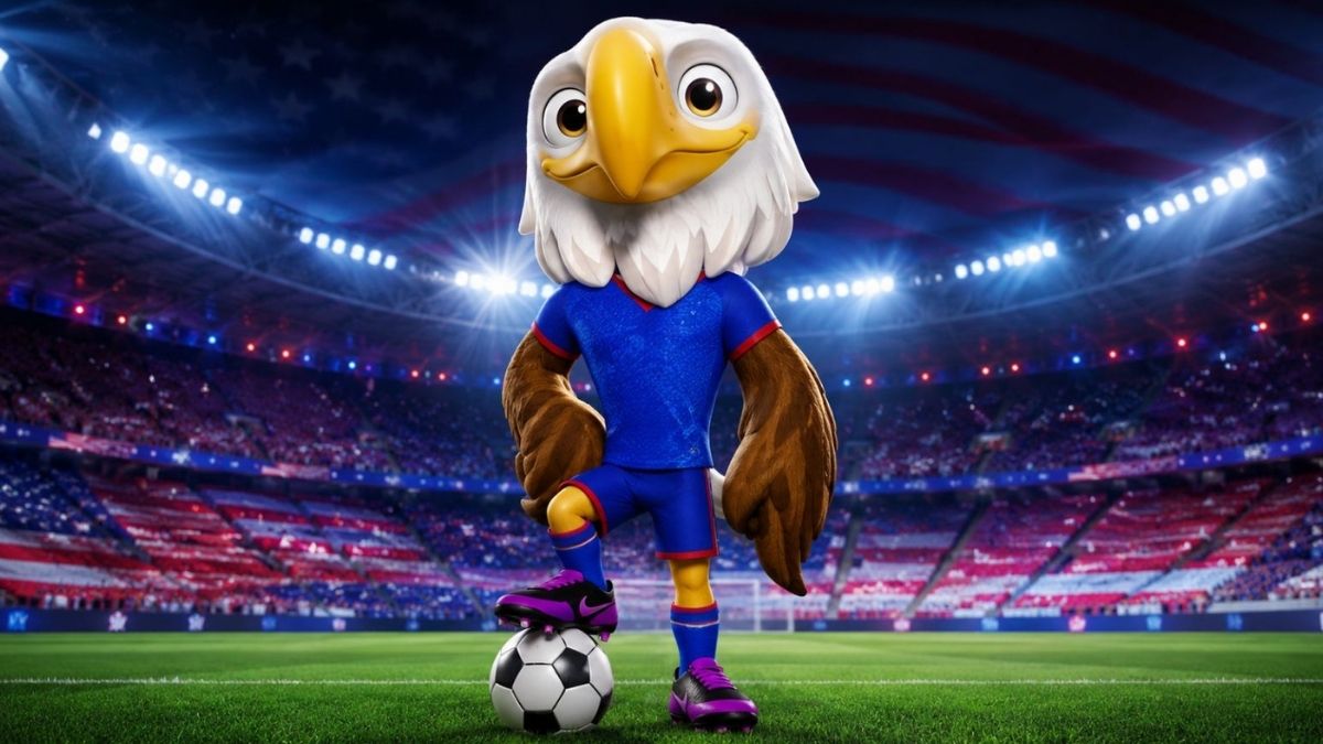 Chú đại bàng Clutch nước Mỹ trong bộ ba linh vật world cup 2026.