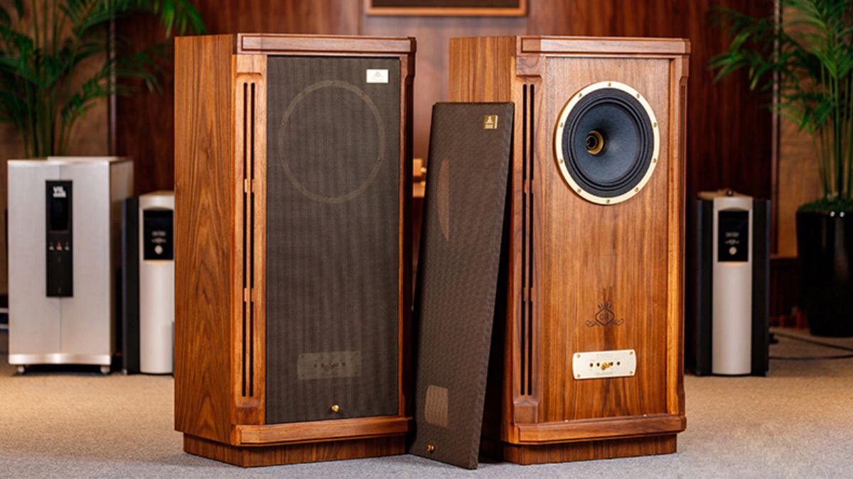Cặp loa đồng trục thùng gỗ cổ điển giúp minh họa loa đồng trục là gì.
