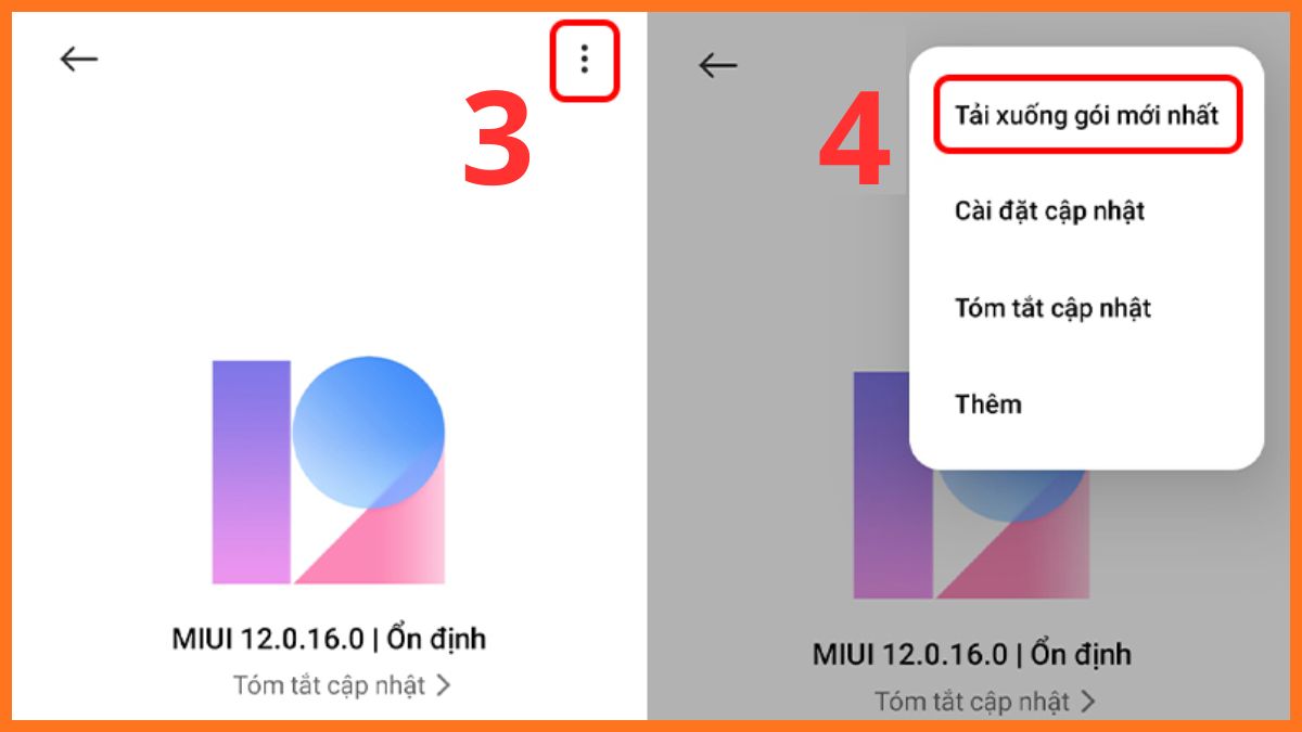 Chọn Tải xuống gói mới nhất để cập nhật MIUI, sửa lỗi loa điện thoại xiaomi bị nhỏ do phần mềm.