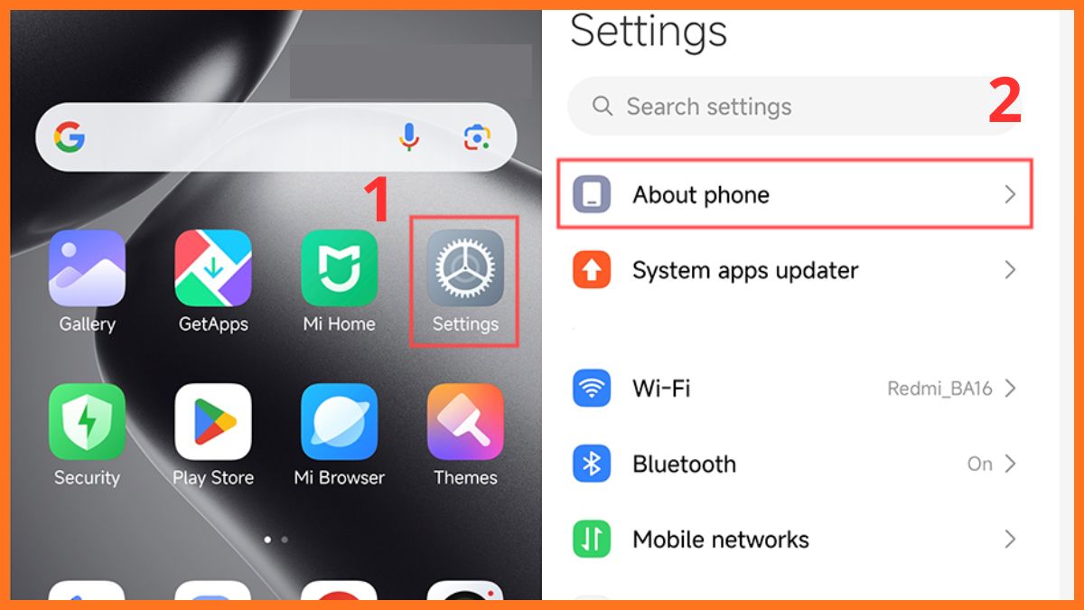 Mở Cài đặt và chọn About phone (Giới thiệu về điện thoại) để khôi phục cài đặt khi loa Xiaomi bị nhỏ.