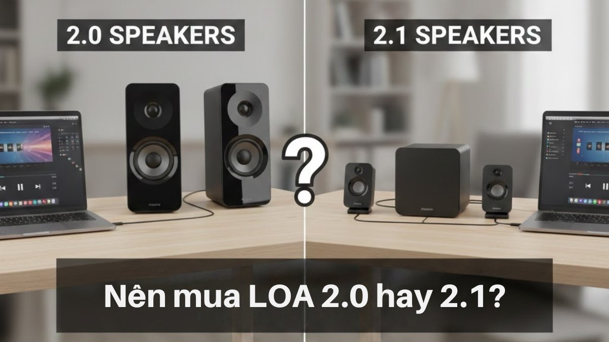 Tư vấn lựa chọn giữa loa 2.0 và 2.1 dựa trên thói quen giải trí và diện tích phòng.