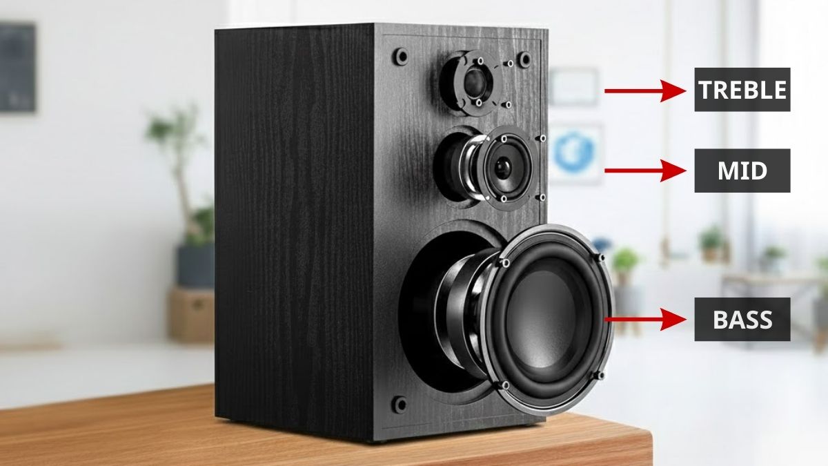 Sơ đồ nguyên lý hoạt động giải thích khái niệm loa 3 đường tiếng là gì.