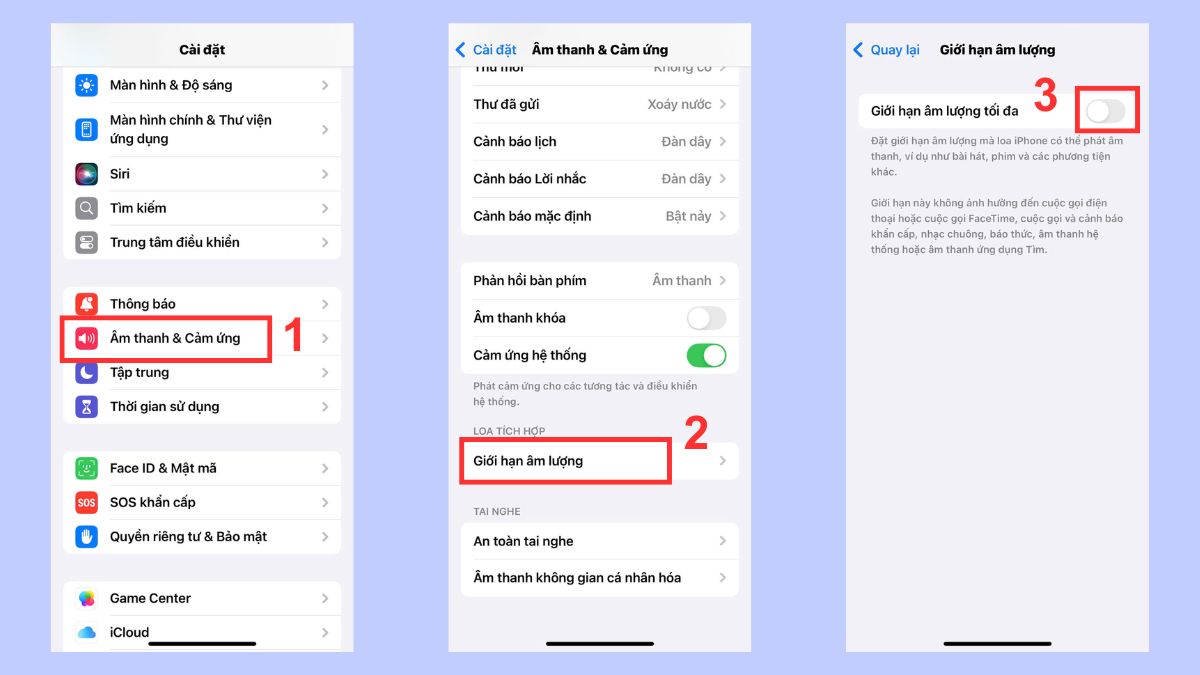 Chọn Âm thanh & Cảm ứng để sửa lỗi tại sao loa iphone bị nhỏ