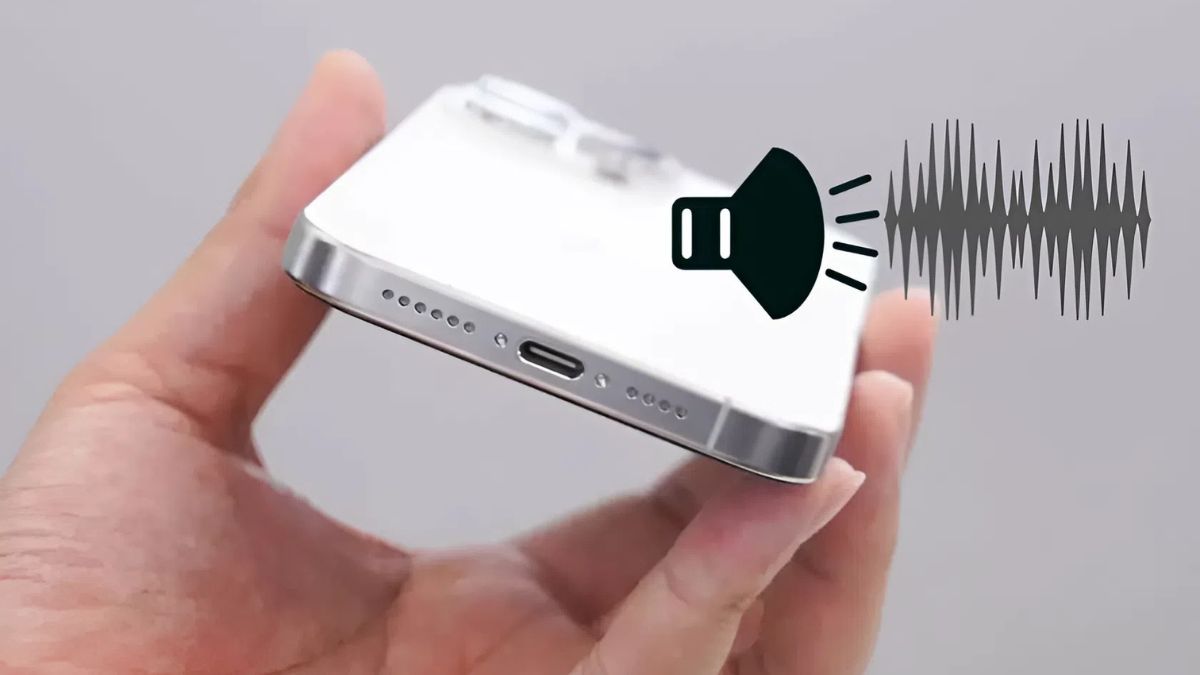 Dấu hiệu loa iphone 15 pro max bị rè với biểu tượng sóng âm bị nhiễu.