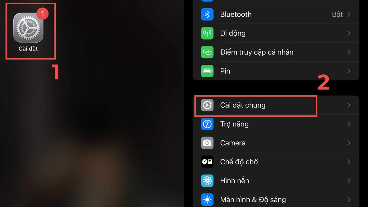 Bước 1: Vào Cài đặt chung để khắc phục loa bị rè iphone bằng cách cập nhật iOS.