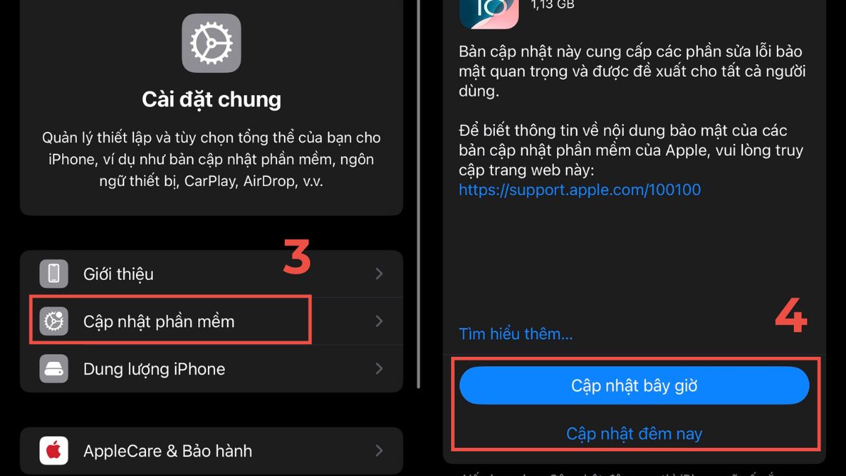 Chọn Cập nhật phần mềm iOS mới nhất để sửa lỗi loa bị rè iphone do phần mềm.