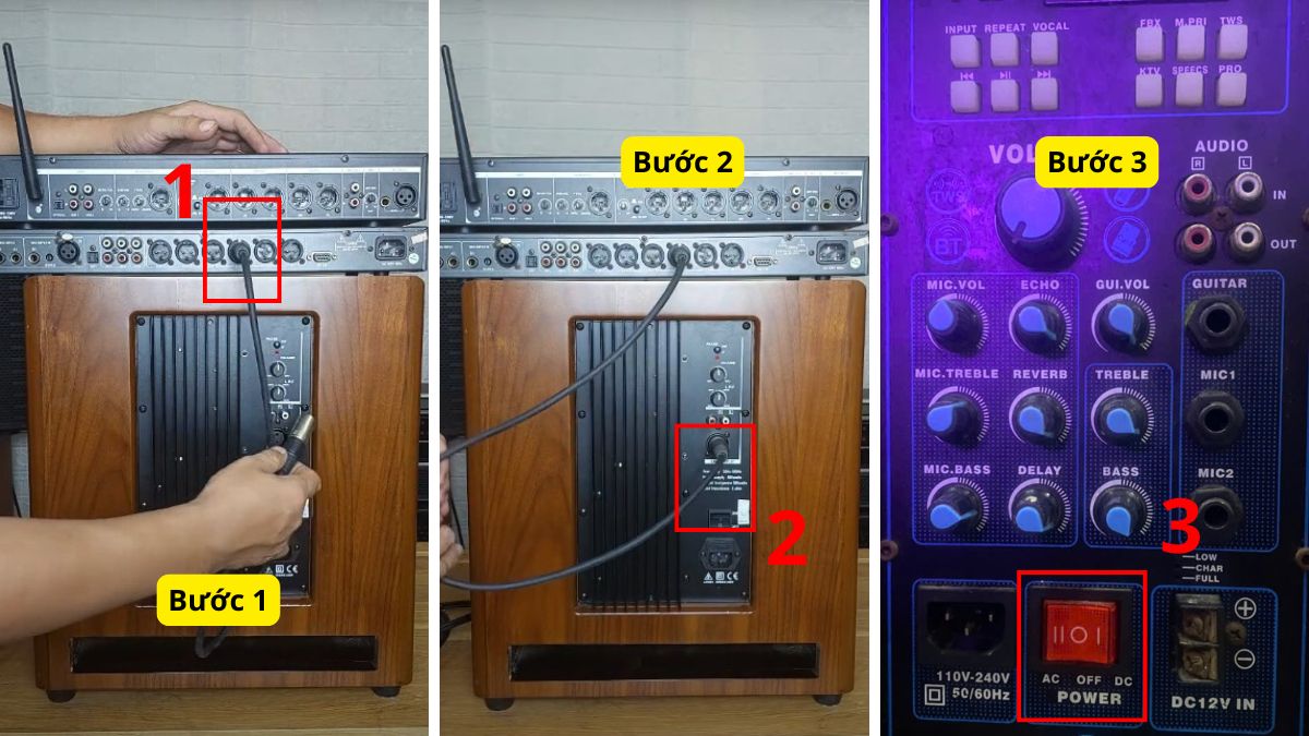 Hướng dẫn kết nối dây canon giữa vang số và loa subwoofer là gì chi tiết.