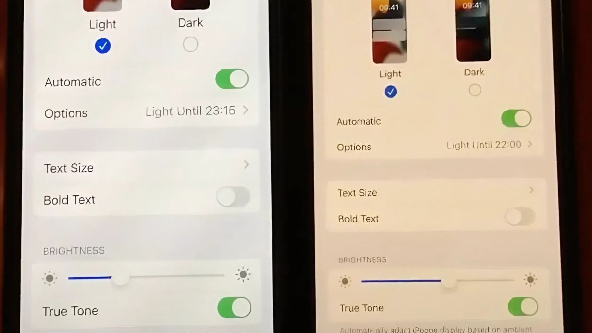 So sánh sắc độ hiển thị khi màn hình iphone 13 pro max bị vàng.