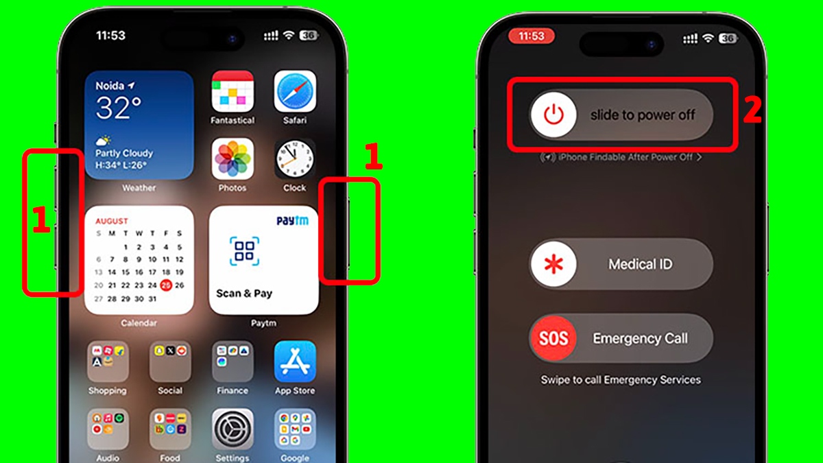 Thao tác tắt nguồn điện thoại iPhone để sửa lỗi màn hình iphone tự nhiên bị vàng