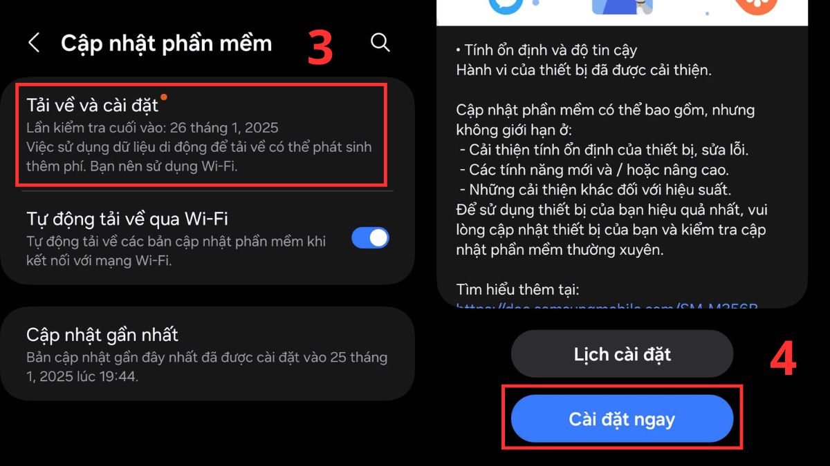 Cập nhật phần mềm ngay để sửa lỗi màn hình samsung bị nhấp nháy