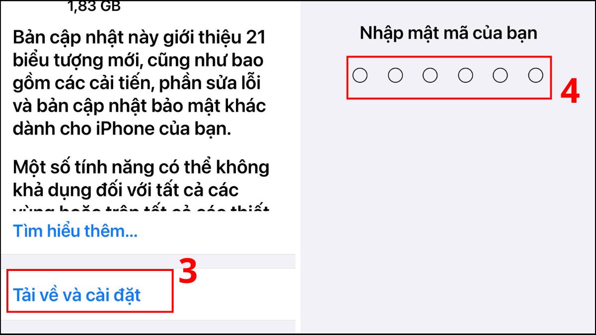 Màn hình nhập mật mã sau khi cập nhật iOS, hoàn tất việc sửa lỗi phần mềm.