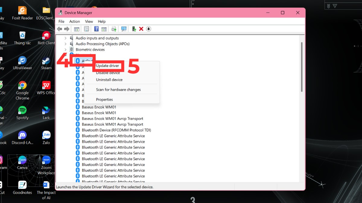 Quản lý thiết bị ghép nối để khắc phục triệt để lỗi mic tai nghe bluetooth Sony.