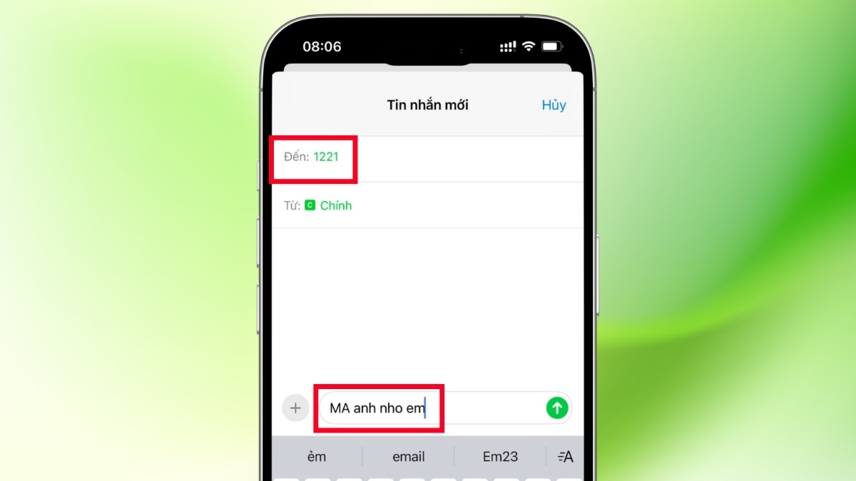 Soạn tin nhắn tra cứu mã số hỗ trợ nghe thử nhạc chờ Viettel 1221.