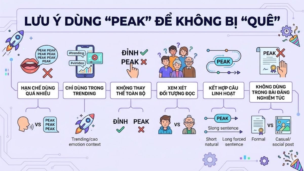 Những lưu ý quan trọng khi sử dụng Slang Gen Z từ peak là gì đúng cách.
