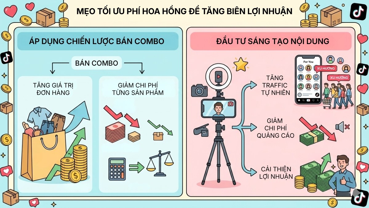 Mẹo tối ưu phí hoa hồng TikTok Shop bằng chiến lược combo và sáng tạo nội dung.
