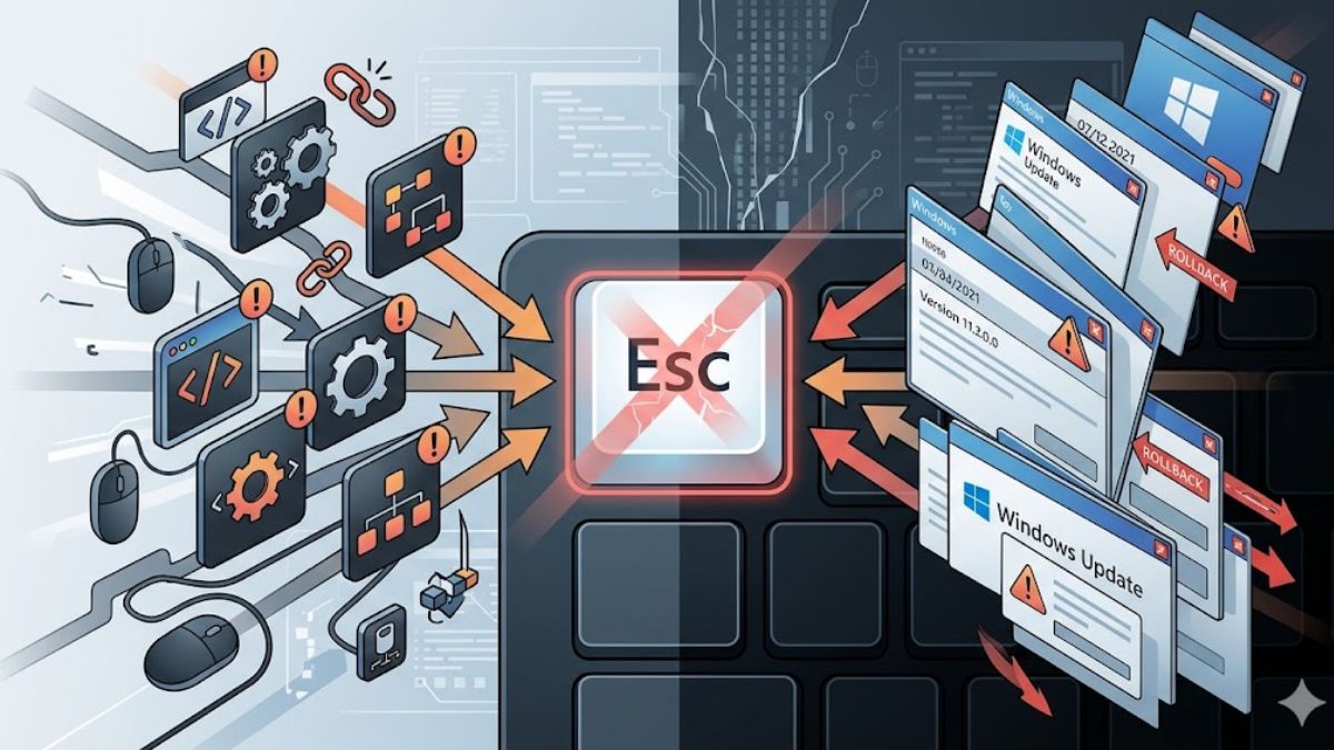 Phím Esc không hoạt động do xung đột phần mềm và lỗi bản cập nhật Windows.