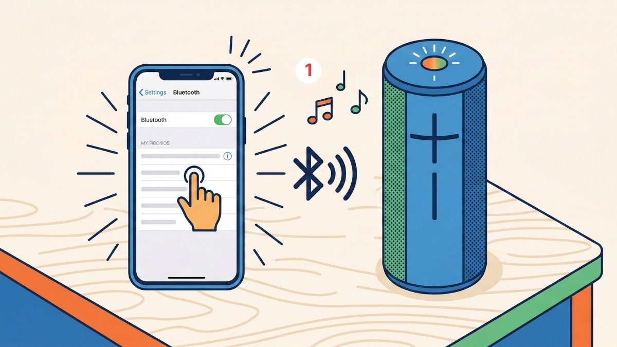 Bước đầu phát 2 loa bluetooth cùng lúc iphone với công nghệ Double Up của Ultimate Ears.