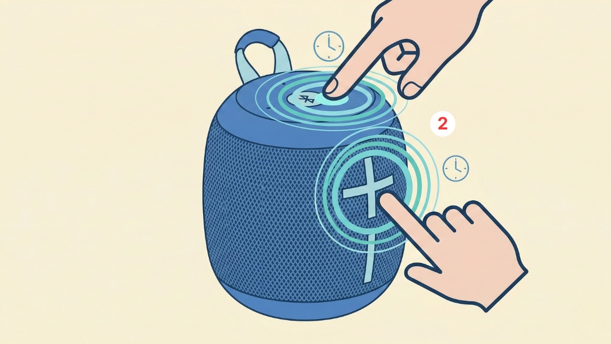 Nhấn giữ tổ hợp nút âm lượng để kết nối 2 loa bluetooth cùng lúc trên iphone.