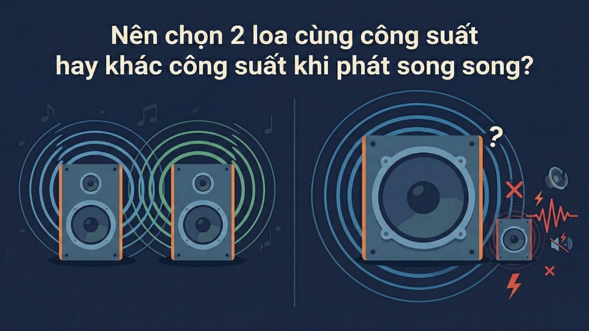 Nên dùng hai loa cùng công suất khi kết nối 2 loa bluetooth cùng lúc trên iphone.