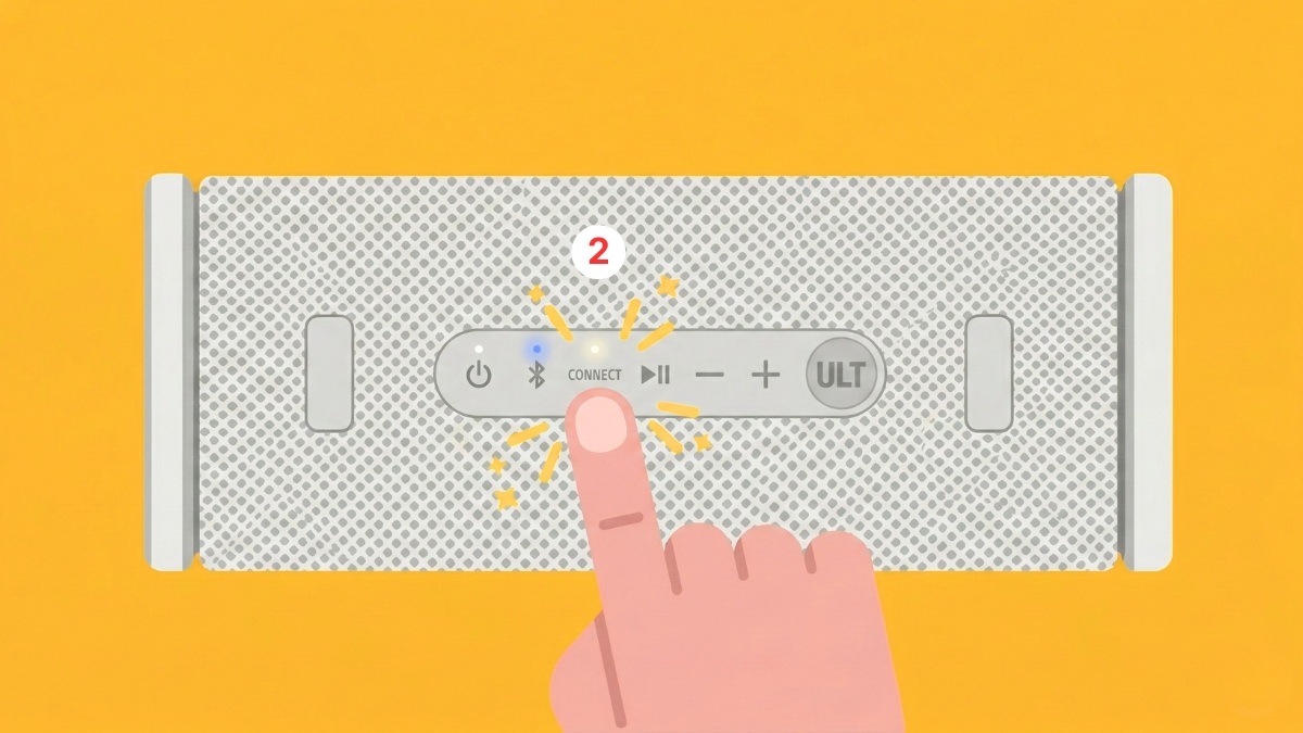 Nhấn nút Party Connect trên loa Sony để phát 2 loa bluetooth cùng lúc iphone.