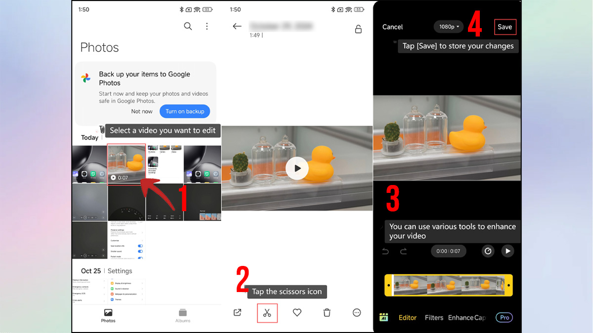 Chỉnh sửa và chia sẻ video sau khi quay video màn hình xiaomi
