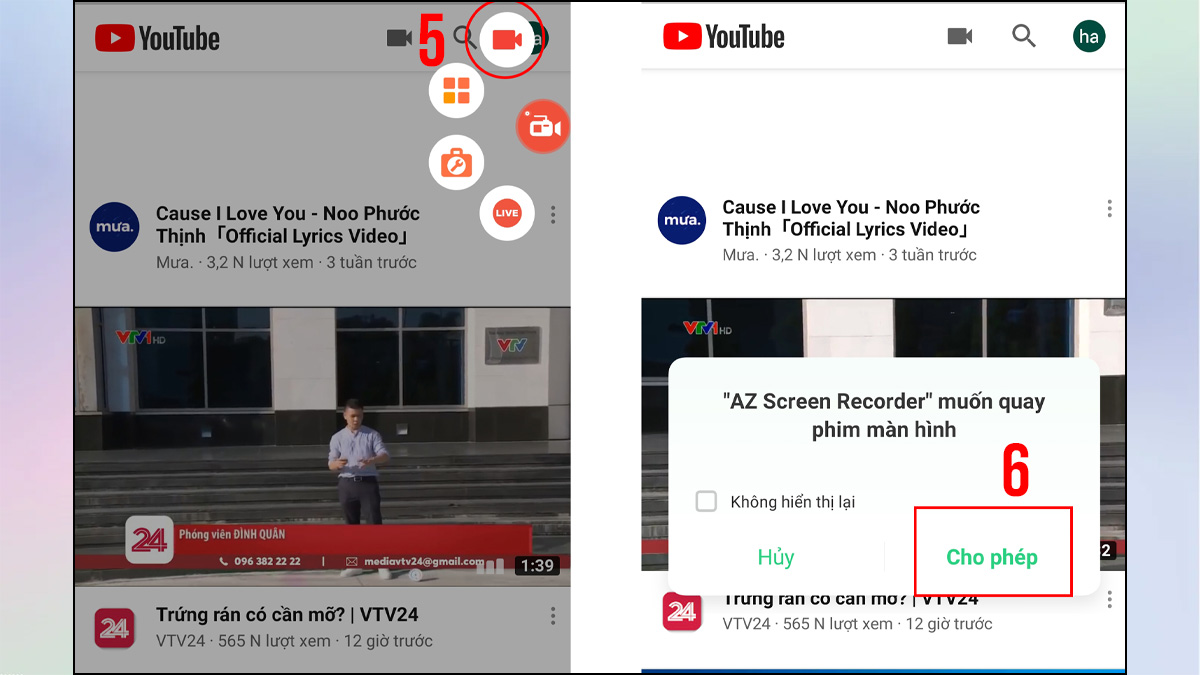 Chọn biểu tượng máy quay để bắt đầu cách quay video màn hình xiaomi bằng app