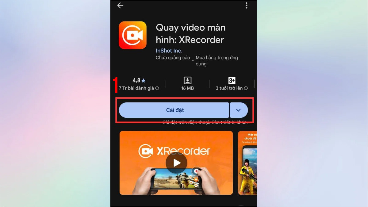 Giao diện ứng dụng XRecorder để quay video màn hình xiaomi