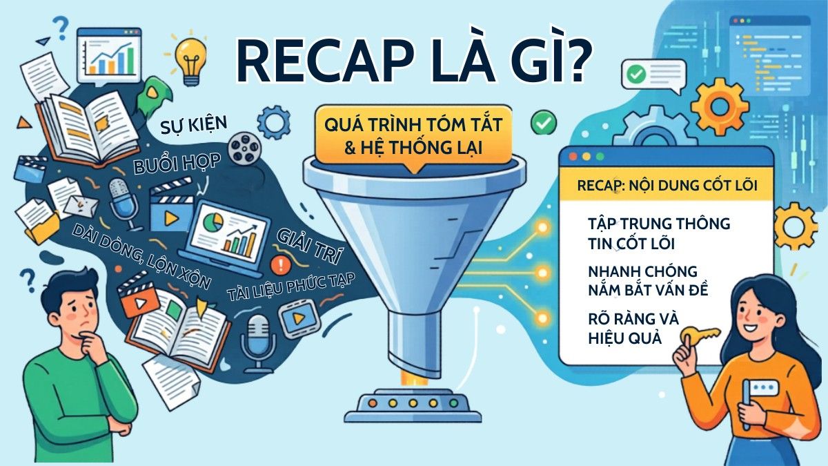Định nghĩa recap là gì và quá trình tóm tắt hệ thống lại thông tin cốt lõi.