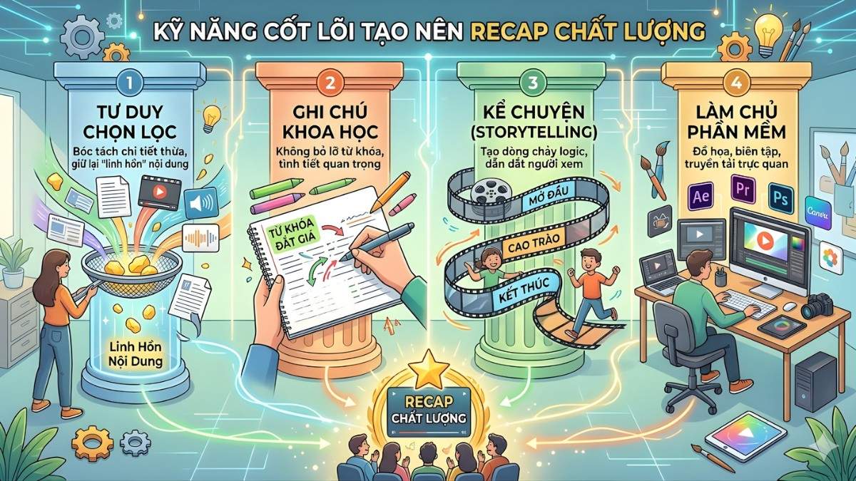 Các kỹ năng ghi chú và tư duy kể chuyện để tạo bản recap là gì chất lượng.